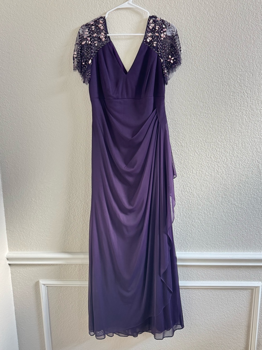 Elegant Eggplant Beaded Evening Gown